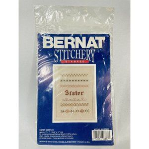 Bernat Stitchery Stamped Sister Sampler Approx 5" x 7" fits 8" x 10" Mat Vintage
